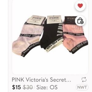 PINK Victoria's Secret Women's Socks - Black, Pink, White